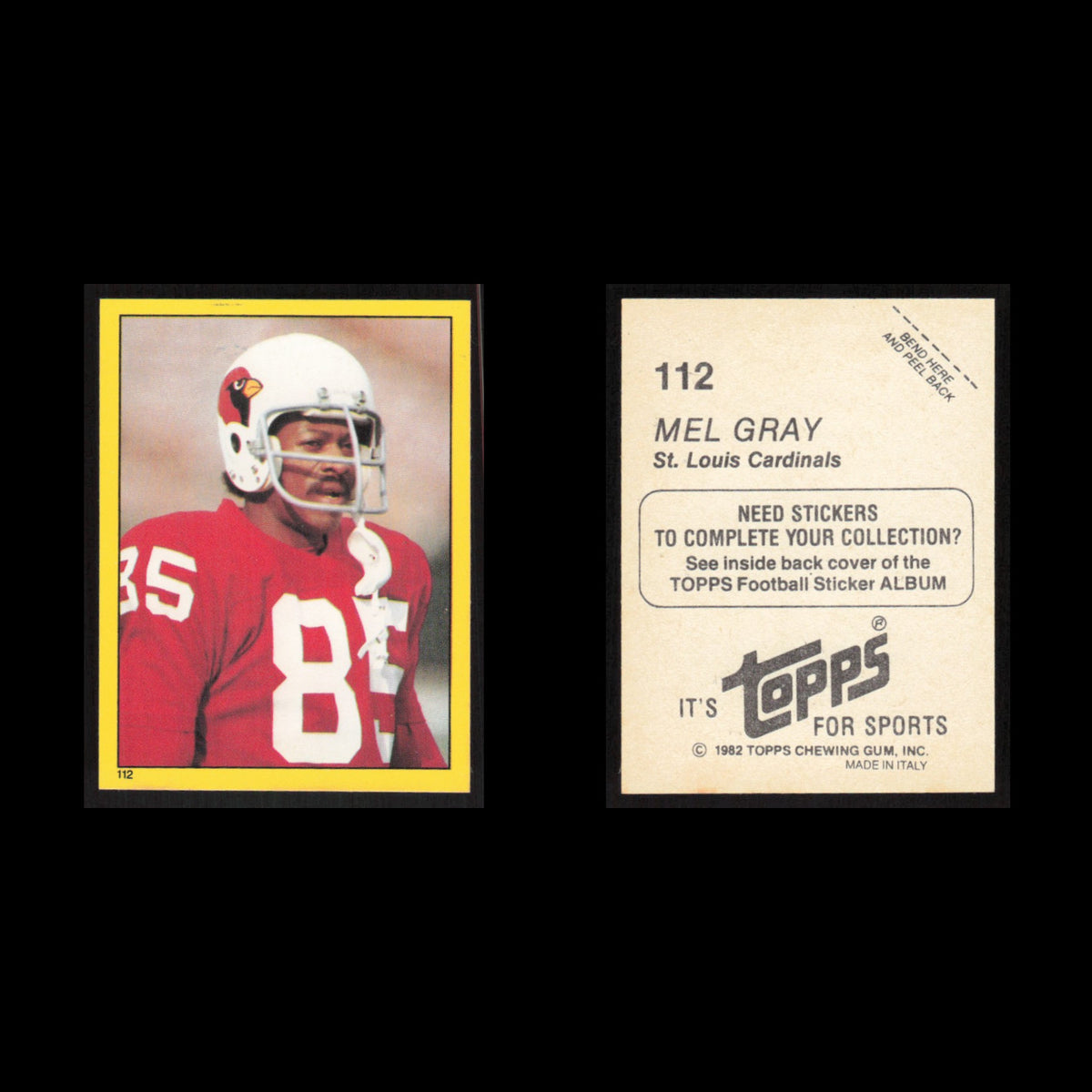 Mel Gray #112 1982 Topps Stickers St. Louis Cardinals Football Card NFL NM