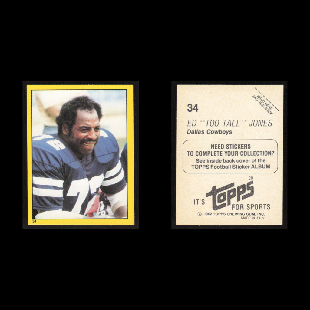 Ed "Too Tall" Jones #34 1982 Topps Stickers Dallas Cowboys Football Card NFL NM