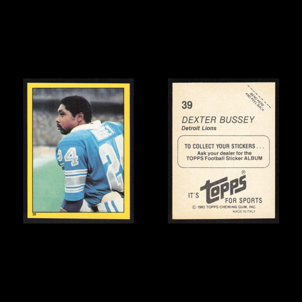 Dexter Bussey #39 1982 Topps Stickers Detroit Lions Football Card NFL NM