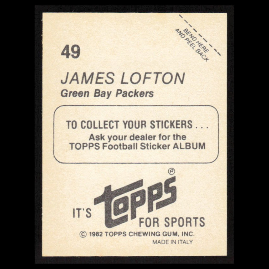 James Lofton #49 1982 Topps Stickers Green Bay Packers Football Card NFL NM