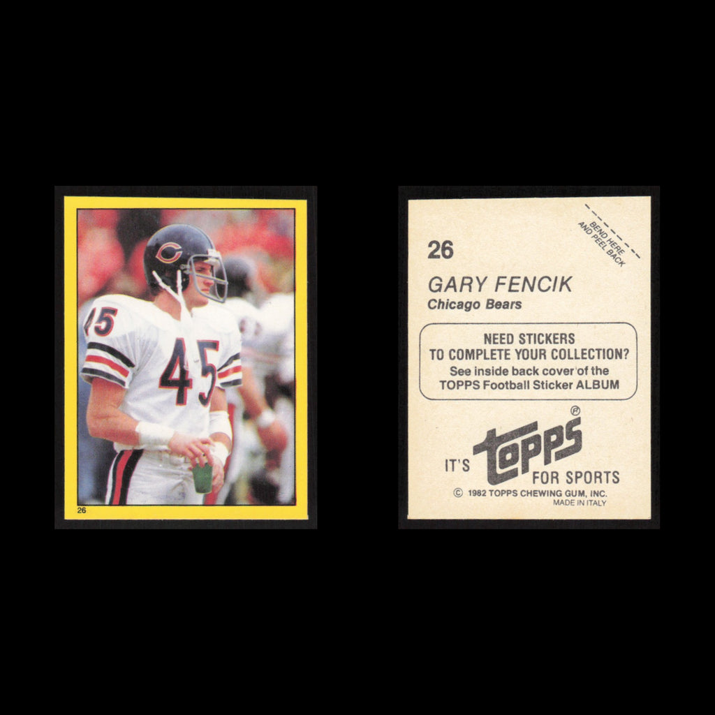 Gary Fencik #26 1982 Topps Stickers Chicago Bears Football Card NFL NM