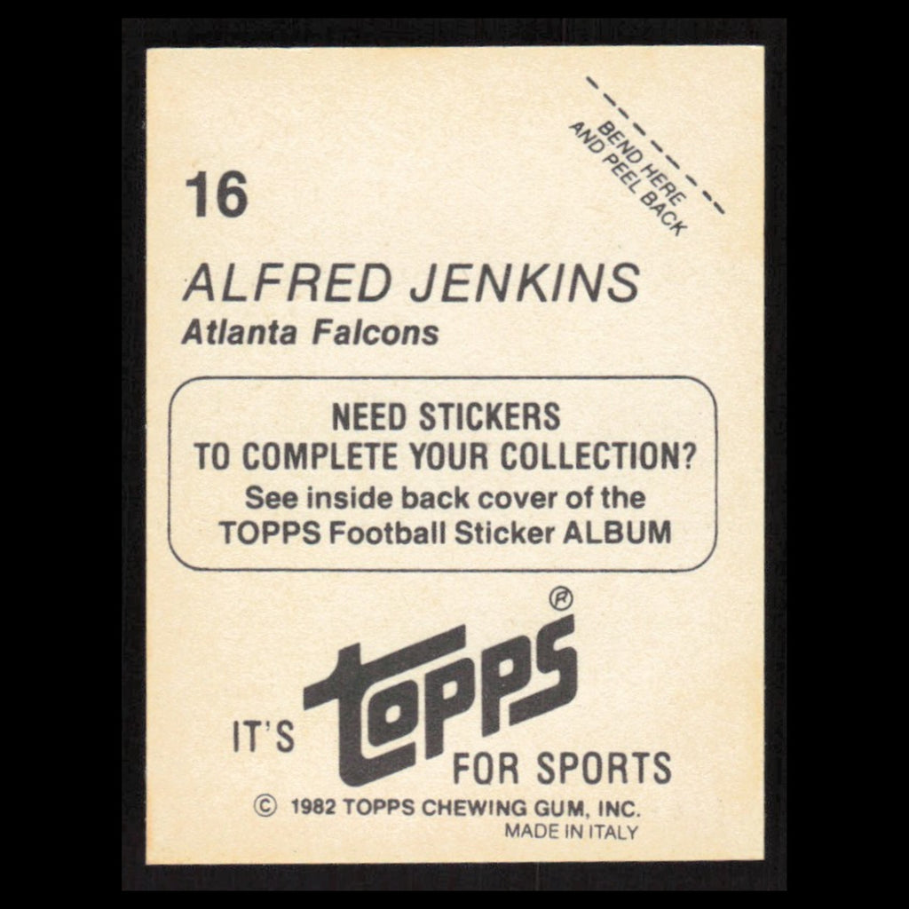 Alfred Jenkins #16 1982 Topps Stickers Atlanta Falcons Football Card NFL NM