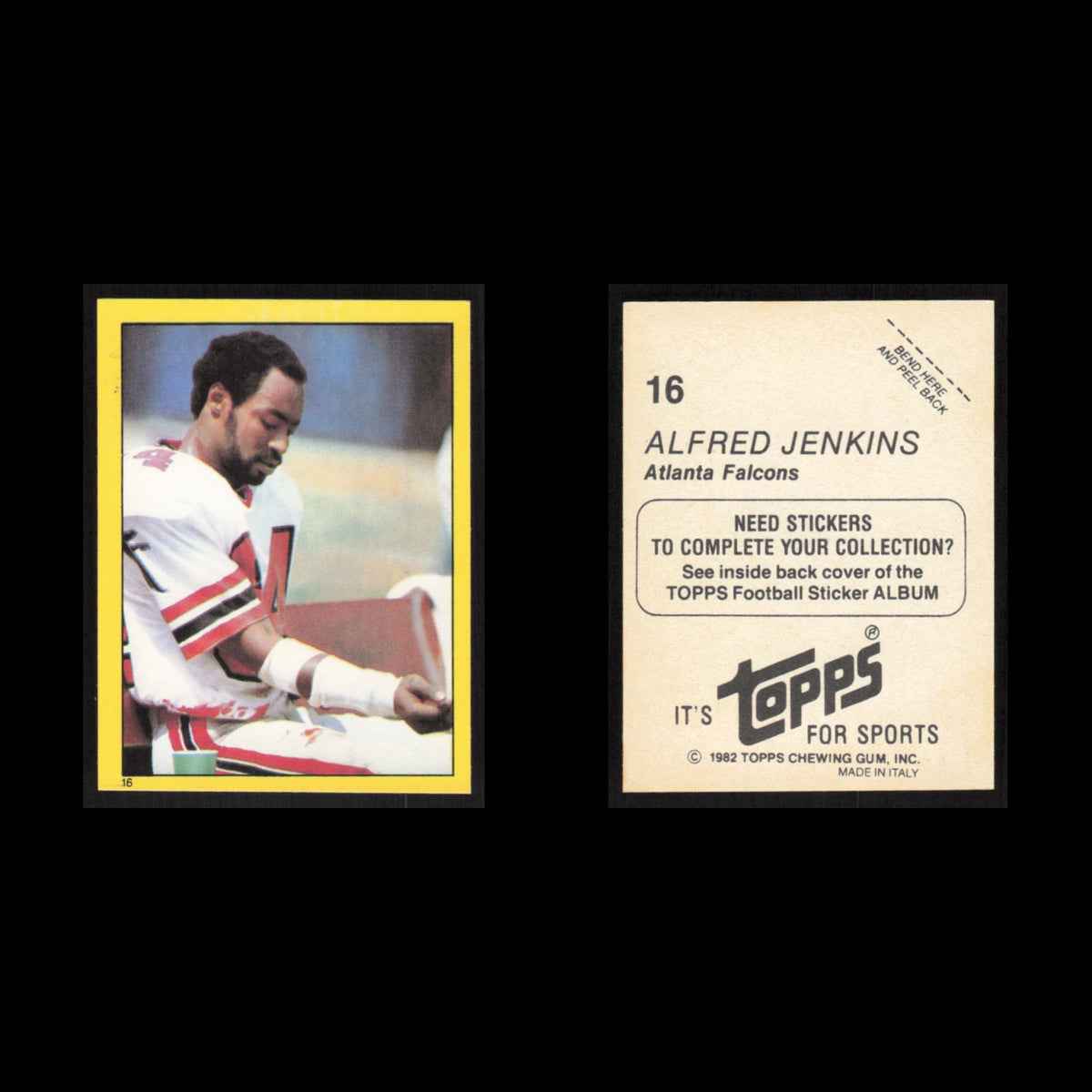 Alfred Jenkins #16 1982 Topps Stickers Atlanta Falcons Football Card NFL NM