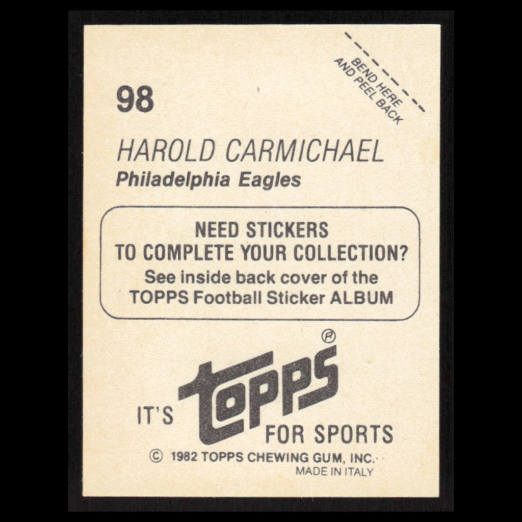 Harold Carmichael #98 1982 Topps Stickers Philadelphia Eagles Football Card NFL