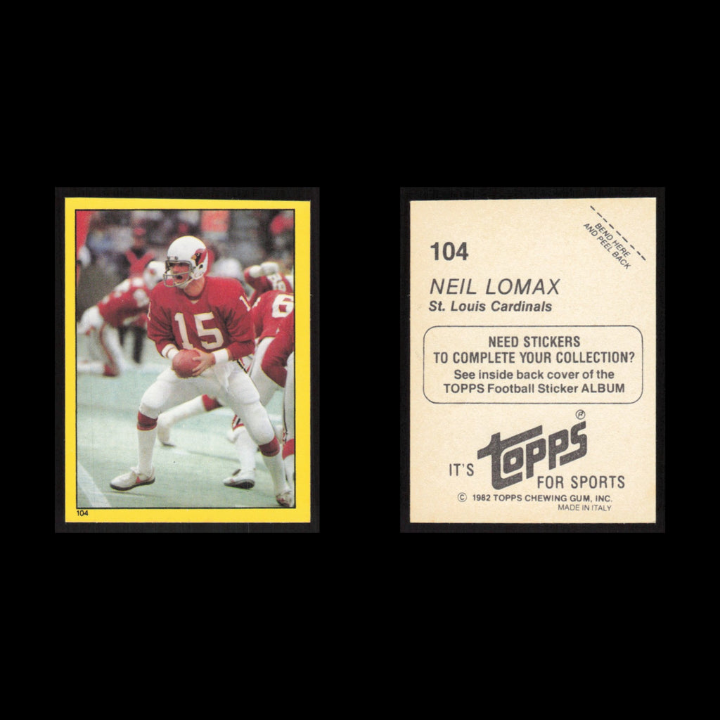 Neil Lomax #104 1982 Topps Stickers St. Louis Cardinals Football Card NFL NM