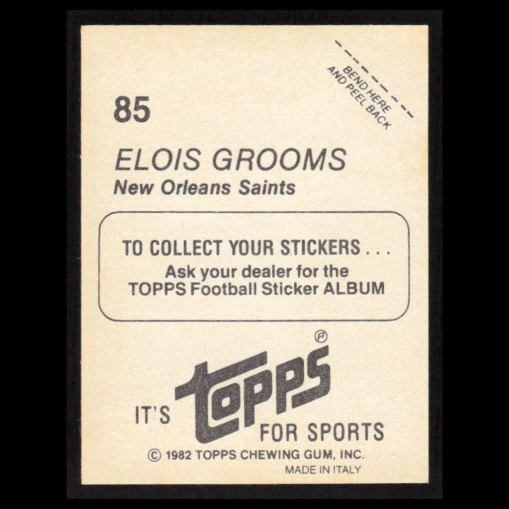 Elois Grooms #85 1982 Topps Stickers New Orleans Saints Football Card NFL NM