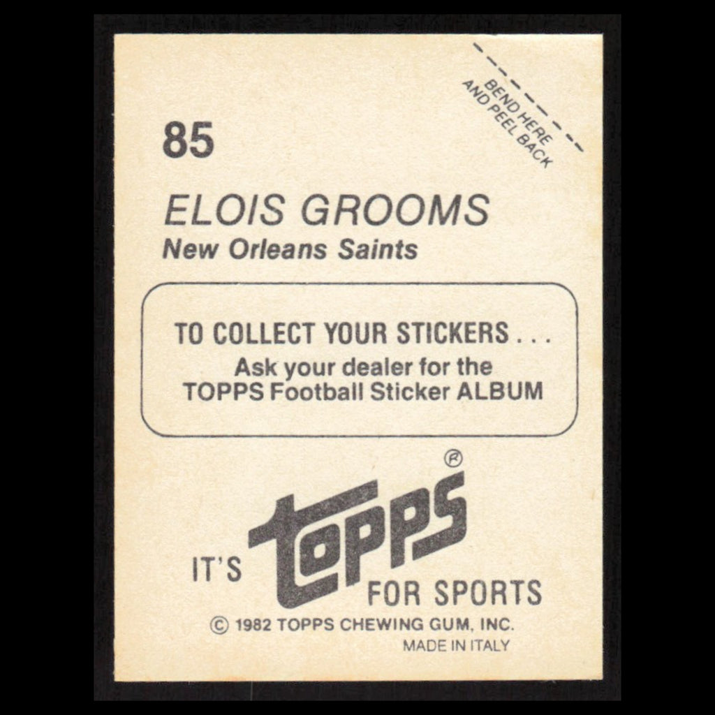 Elois Grooms #85 1982 Topps Stickers New Orleans Saints Football Card NFL NM