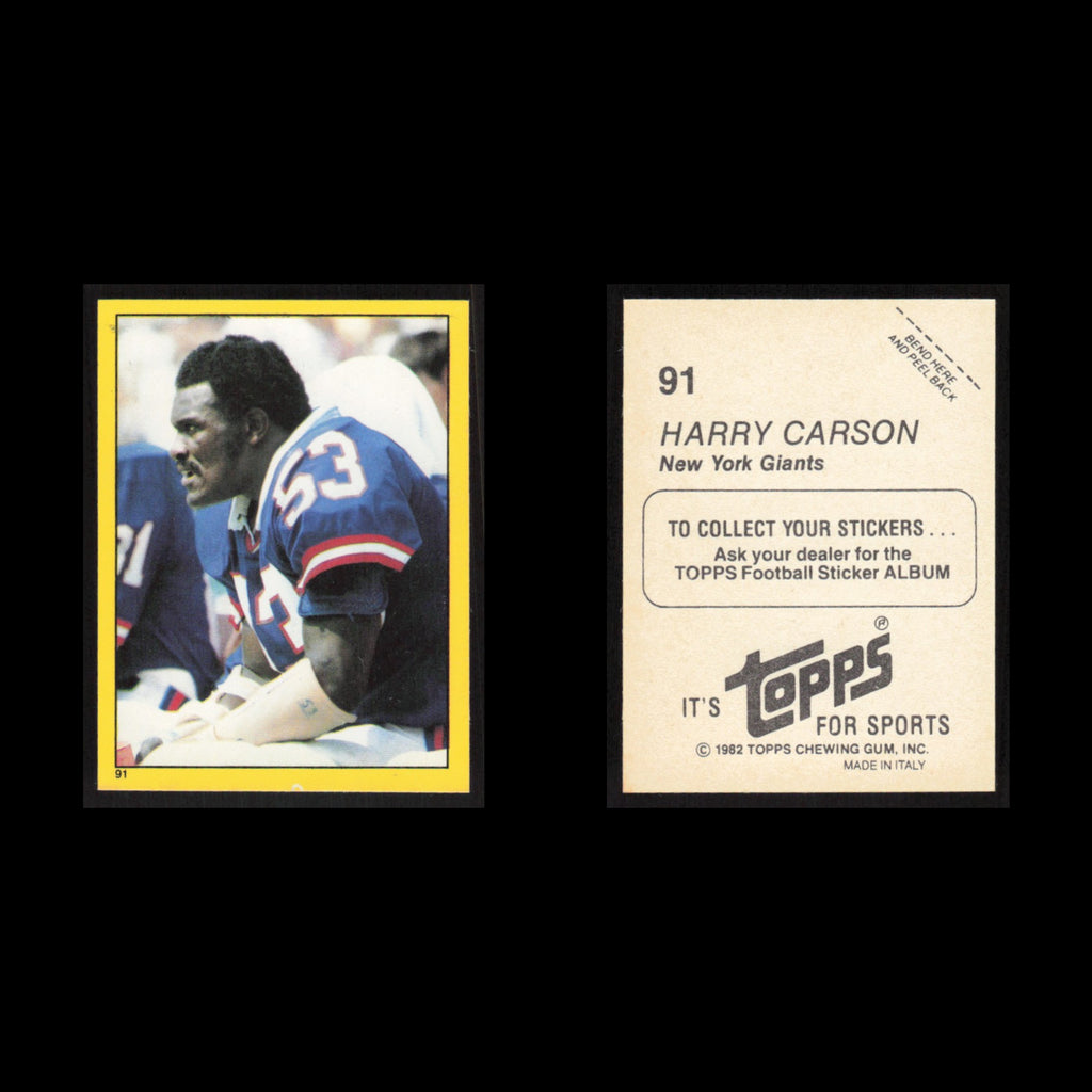 Harry Carson #91 1982 Topps Stickers New York Giants Football Card NFL NM