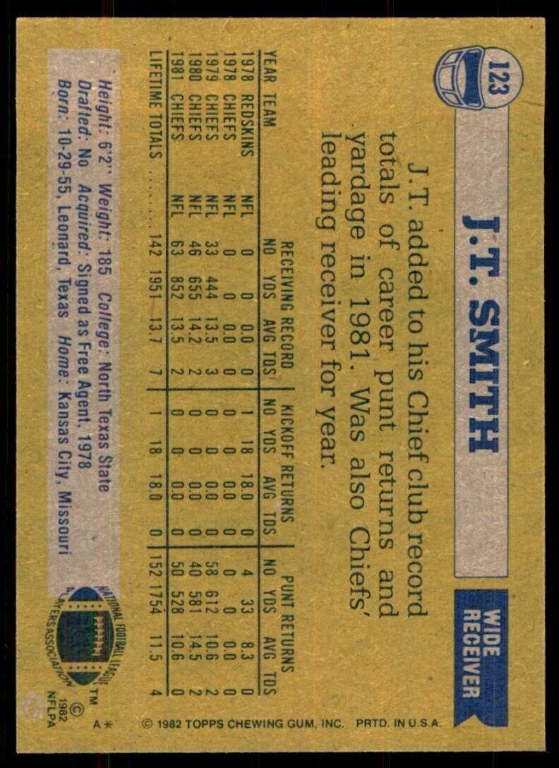 1982 Topps J.T. Smith Chiefs #123