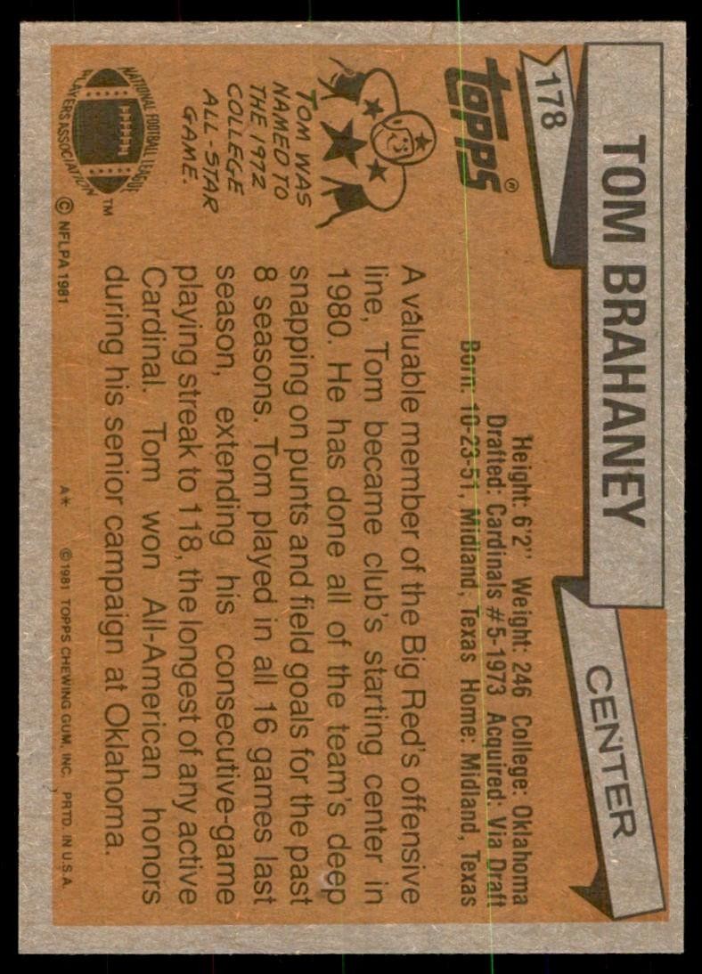 1981 TOPPS TOM BRAHANEY- ST. LOUIS CARDINALS #178