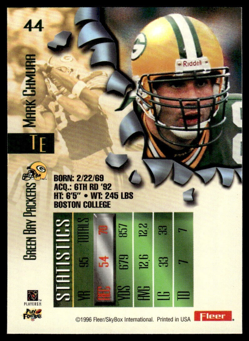 1996 Fleer Metal Football Card Mark Chmura Green Bay Packers #44