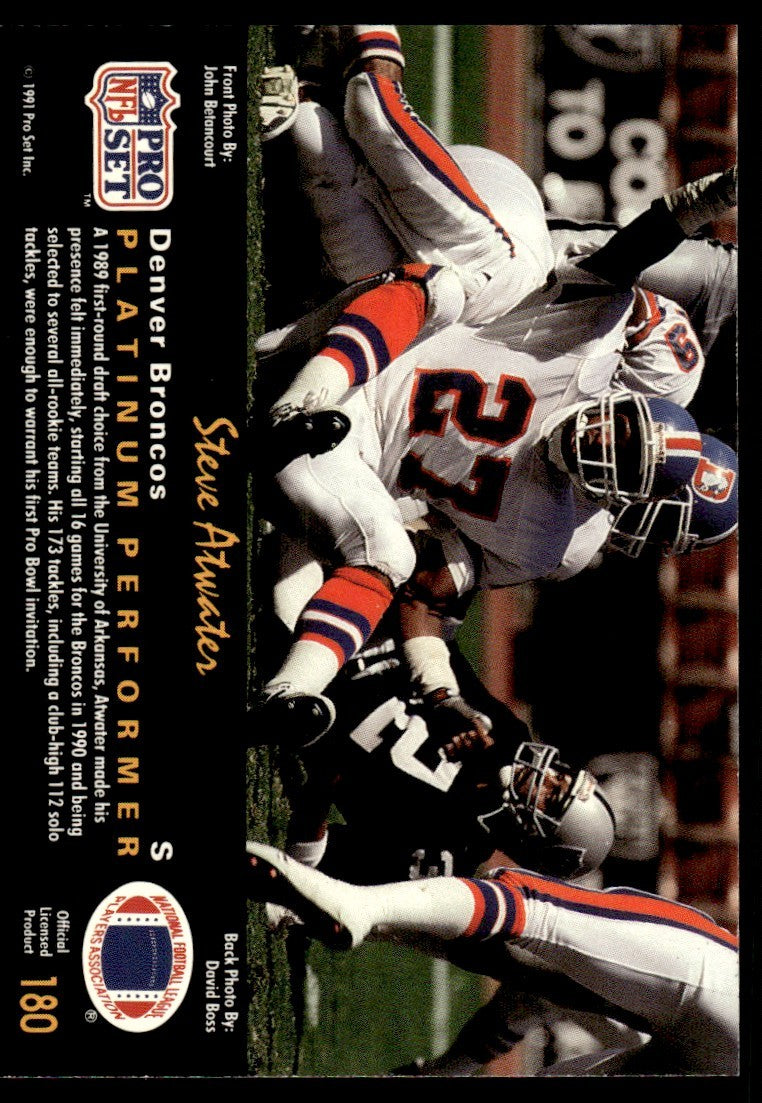 1991 Pro Set Platinum Football Card Steve Atwater Denver Broncos #180