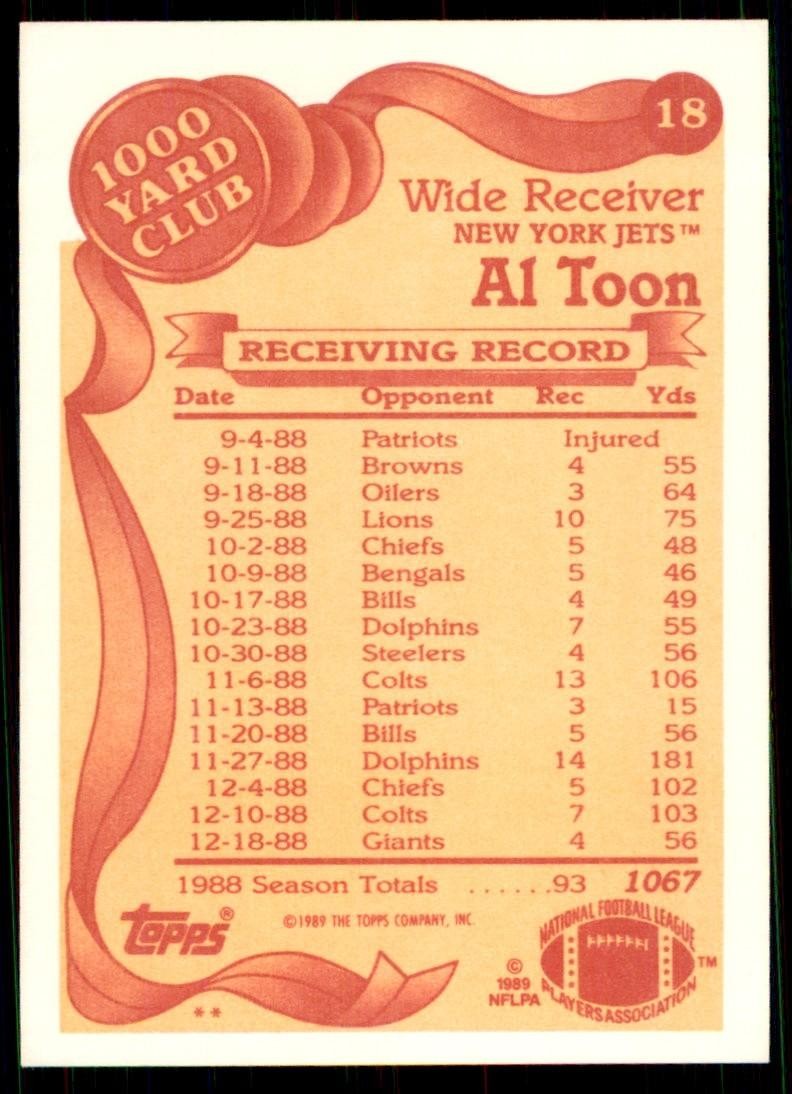1989 Topps Al Toon Football Cards #18