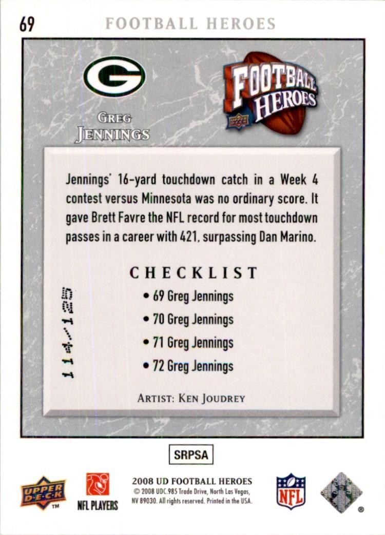 2008 Upper Deck Heroes Greg Jennings Football Cards #69