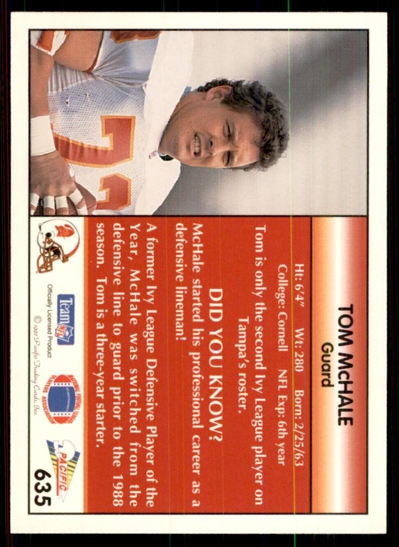 1992 Pacific Tom McHale Football Cards #635