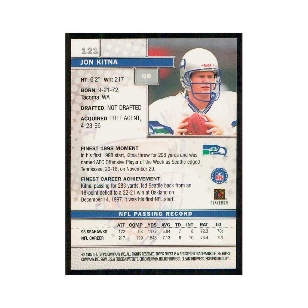 1999 Topps Finest w Coating Jon Kitna #121