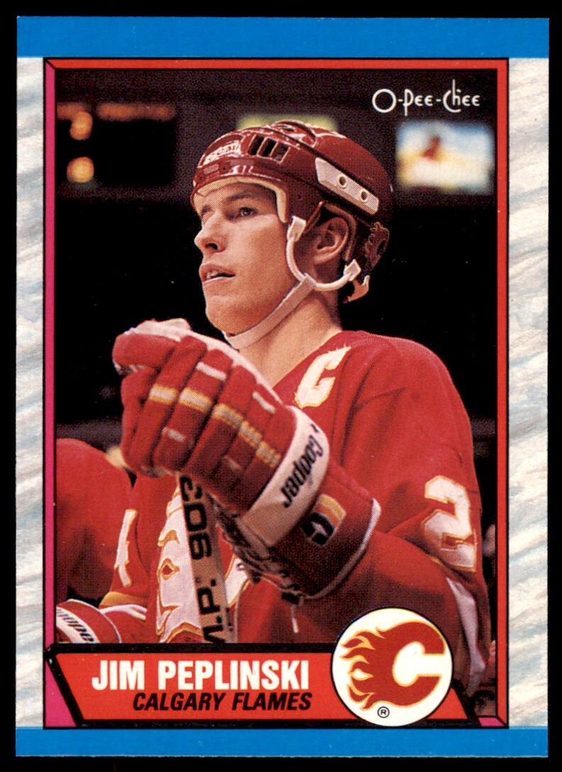 1989-90 O-Pee-Chee Jim Peplinski . Calgary Flames #206