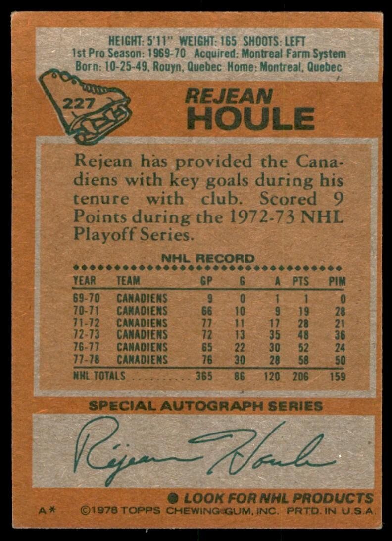 1978-79 TOPPS REJEAN HOULE . MONTREAL CANADIENS #227