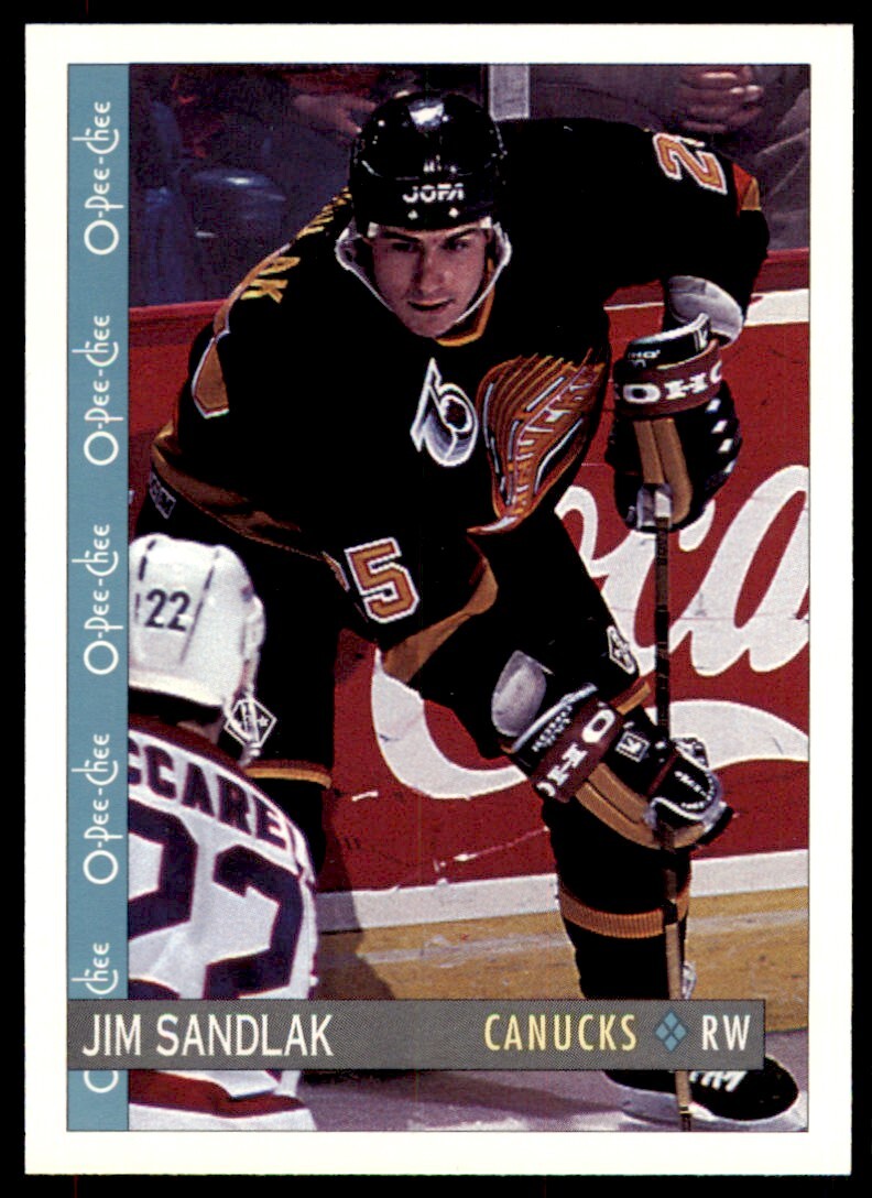 1992-93 O-Pee-Chee Jim Sandlak . Vancouver Canucks #168