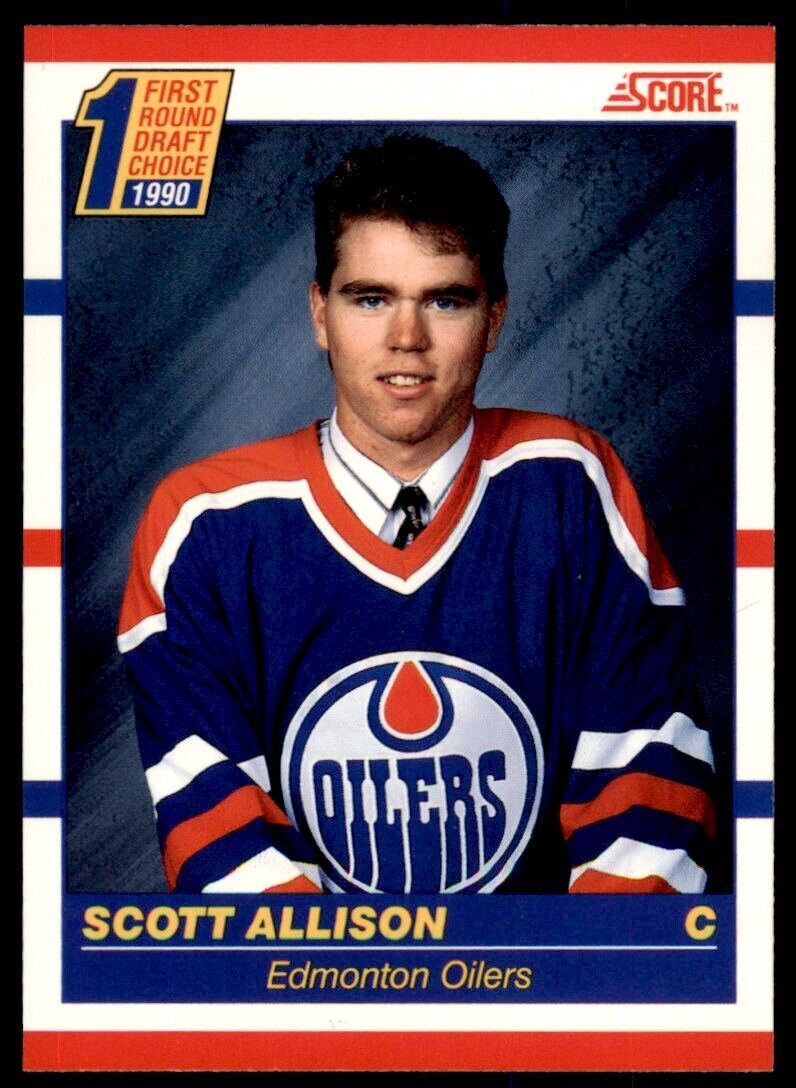 1990-91 Score Canadian Scott Allison Rookie . Edmonton Oilers #424