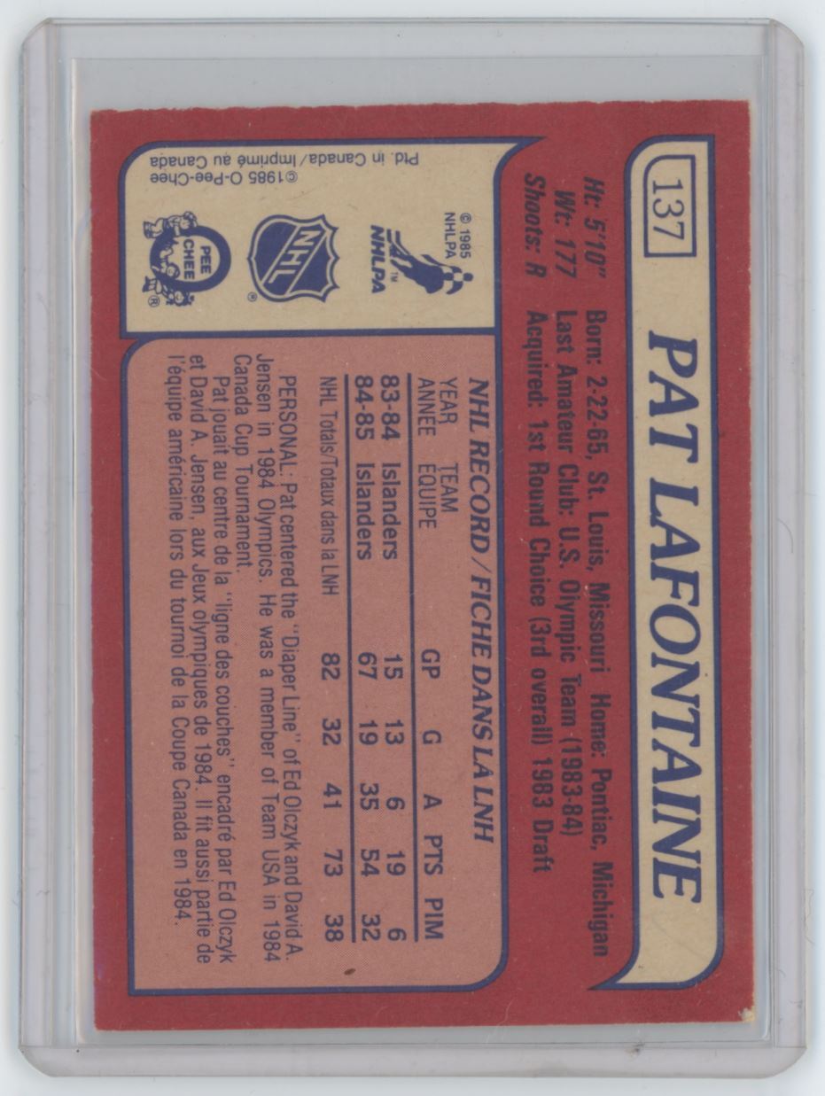 1985-86 O-PEE-CHEE PAT LAFONTAINE . NEW YORK ISLANDERS #137