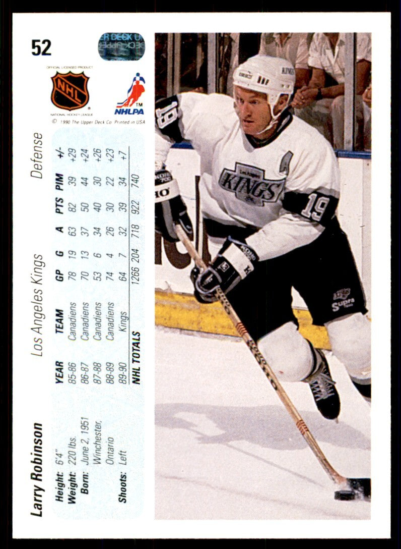 1990-91 Upper Deck Larry Robinson . Los Angeles Kings #52