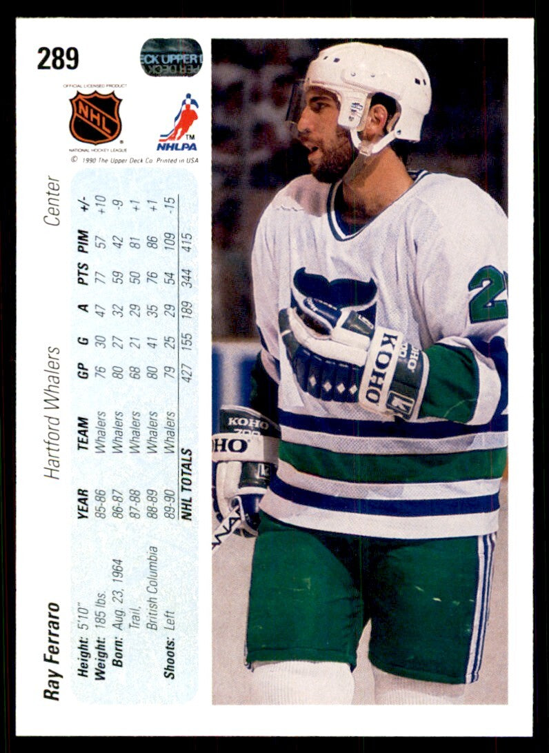 1990-91 Upper Deck Ray Ferraro . Hartford Whalers #289