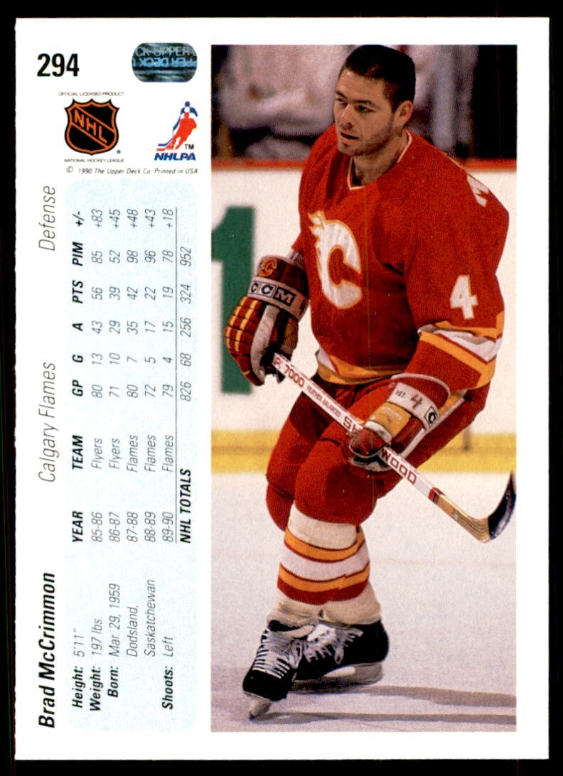 1990-91 Upper Deck Brad McCrimmon . Calgary Flames #294