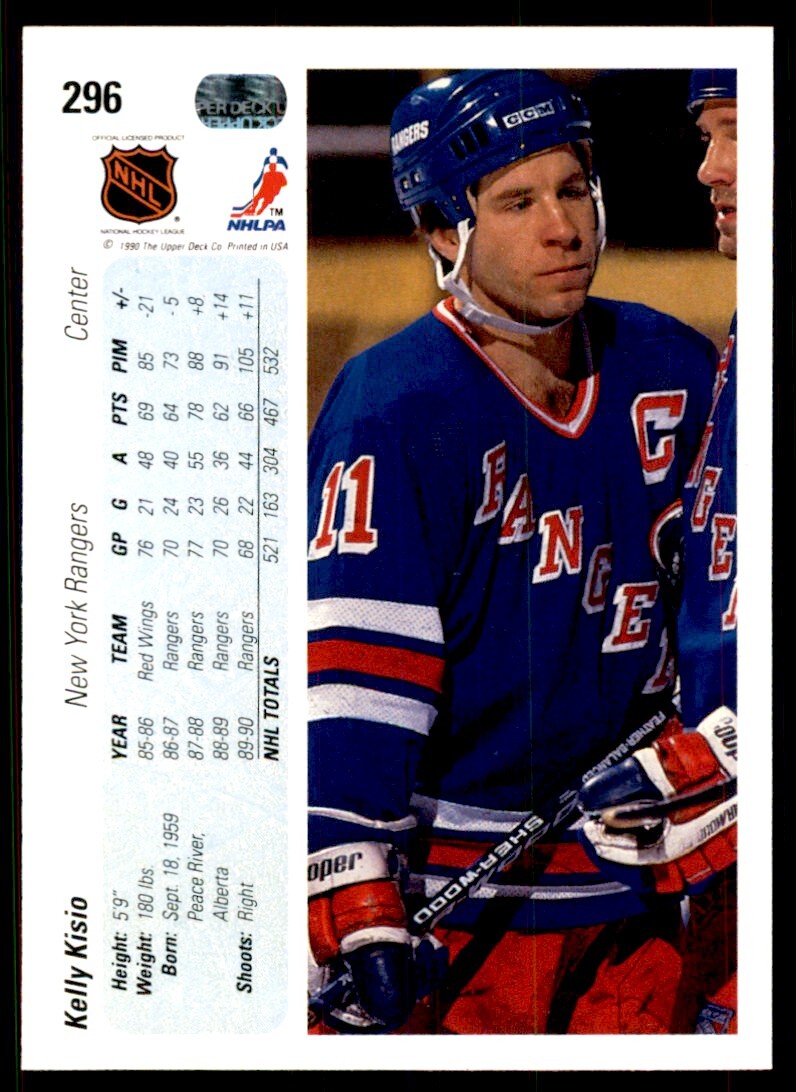 1990-91 Upper Deck Kelly Kisio . New York Rangers #296