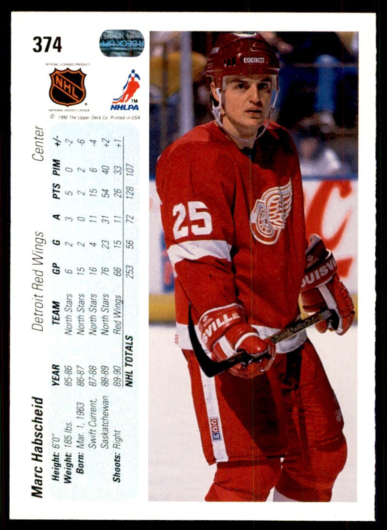 1990-91 Upper Deck Marc Habscheid . Detroit Red Wings #374