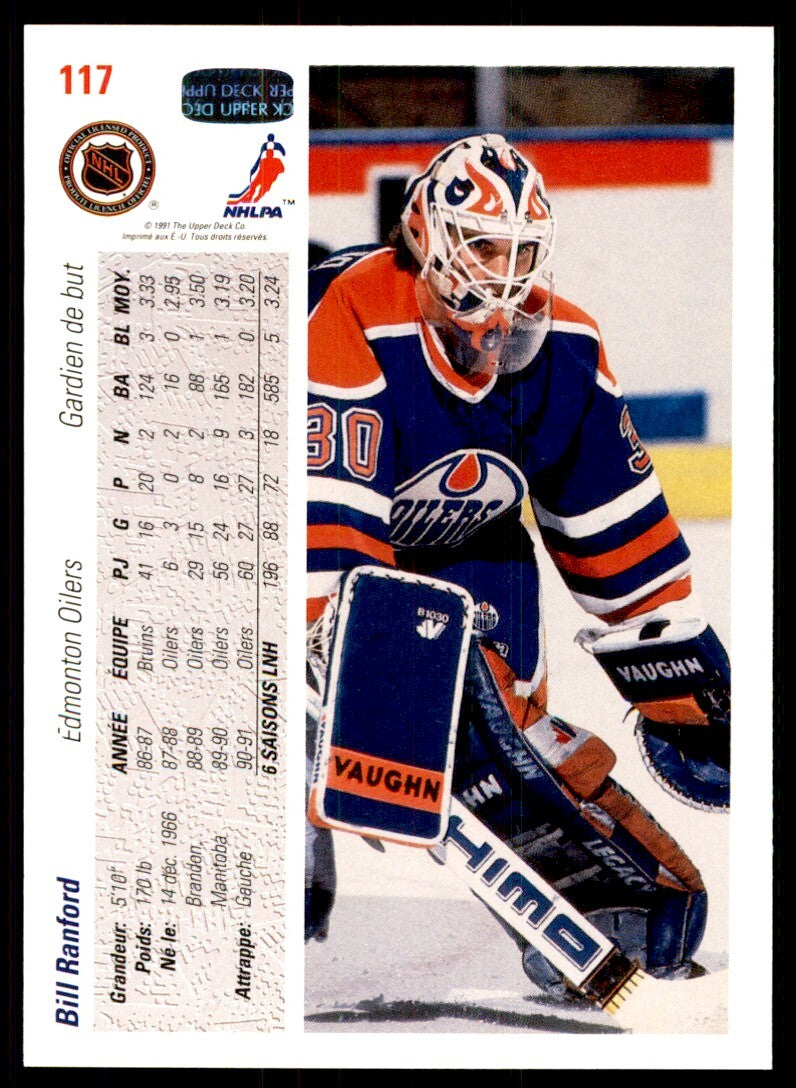 1991-92 Upper Deck French Bill Ranford . Edmonton Oilers #117