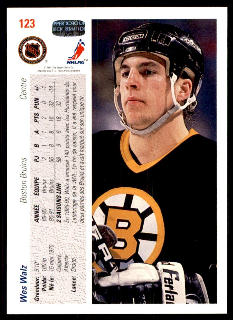 1991-92 Upper Deck French Wes Walz . Boston Bruins #123