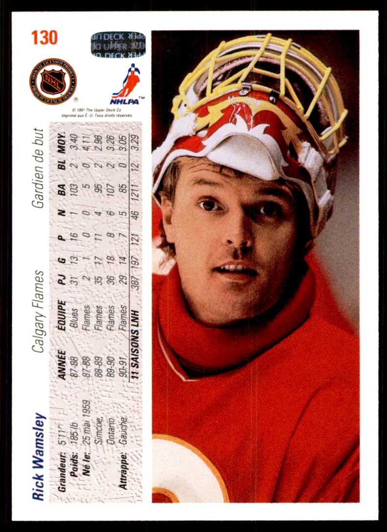 1991-92 Upper Deck French Rick Wamsley . Calgary Flames #130