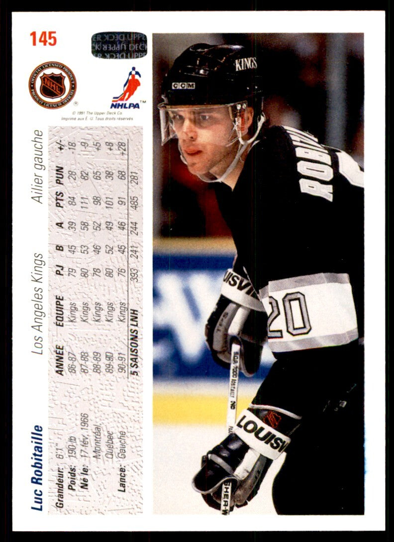 1991-92 Upper Deck French Luc Robitaille . Los Angeles Kings #145