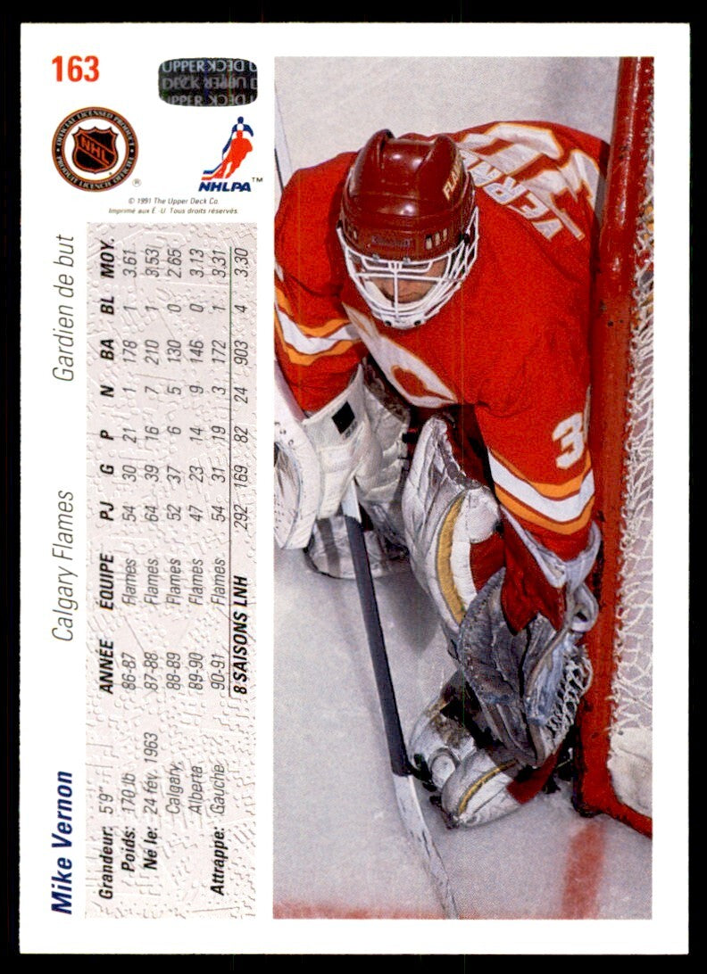 1991-92 Upper Deck French Mike Vernon . Calgary Flames #163