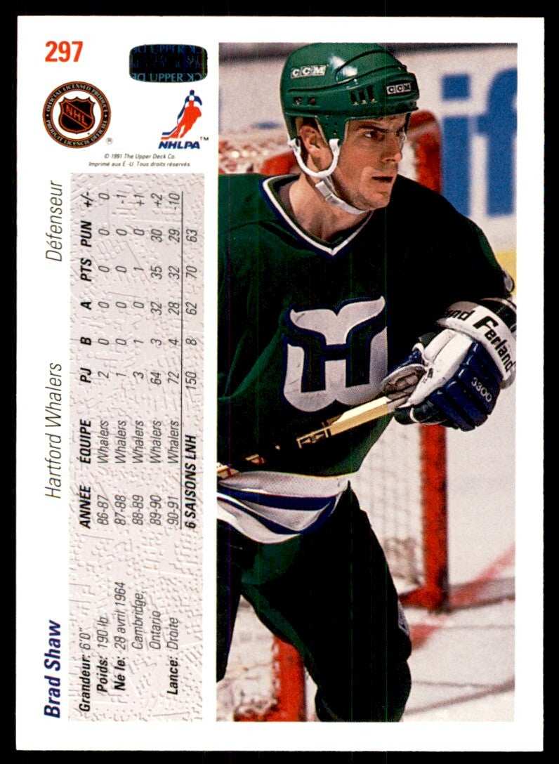 1991-92 Upper Deck French Brad Shaw . Hartford Whalers #297