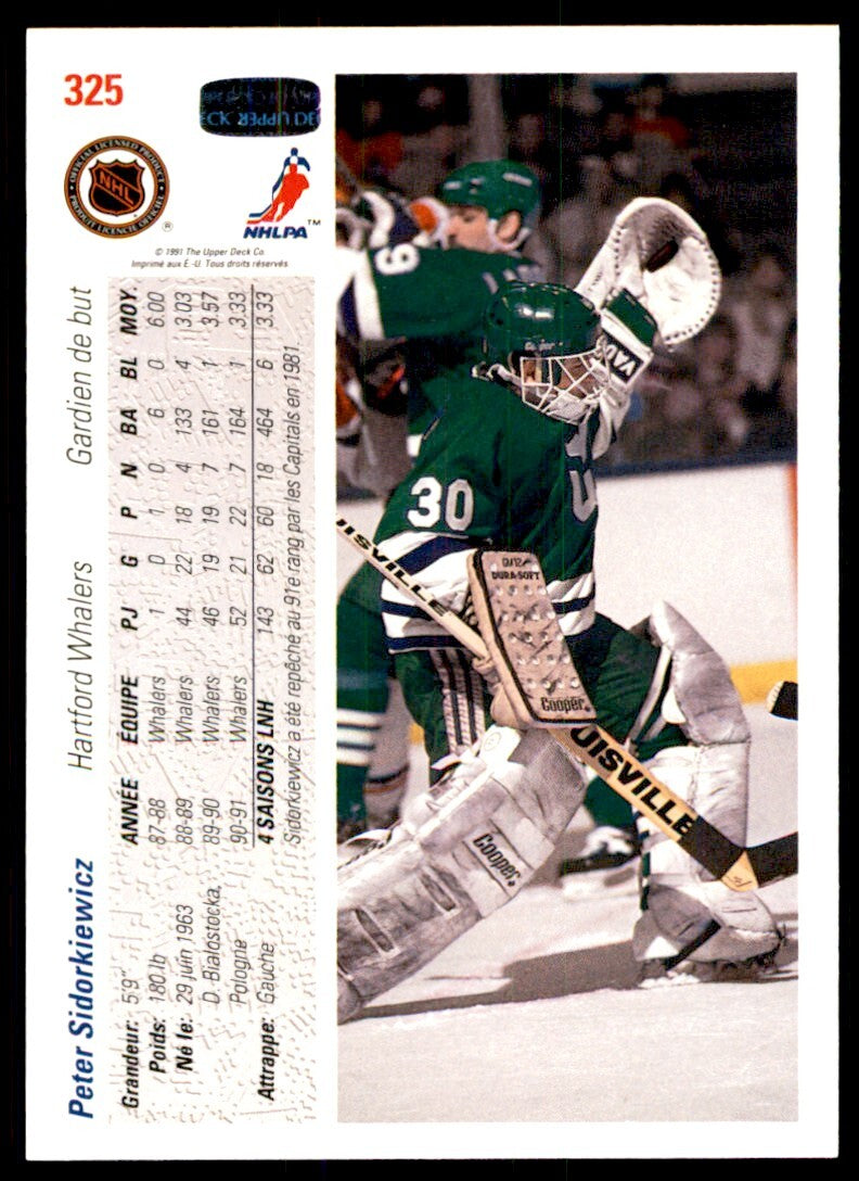 1991-92 Upper Deck French Peter Sidorkiewicz . Hartford Whalers #325