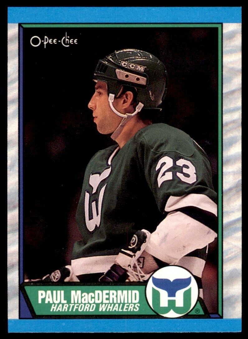 1989-90 O-Pee-Chee Paul MacDermid Rookie . Hartford Whalers #183