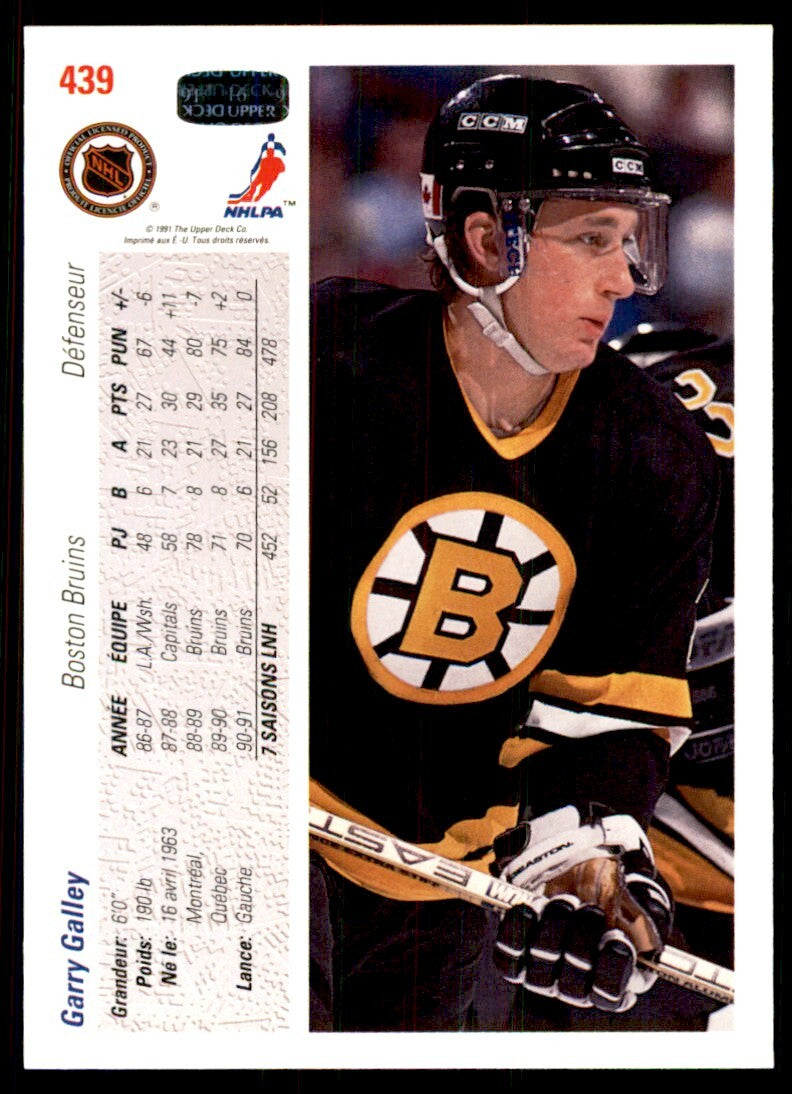 1991-92 Upper Deck French Garry Galley . Boston Bruins #439