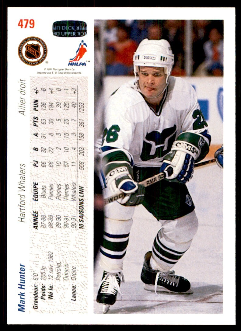 1991-92 Upper Deck French Mark Hunter . Hartford Whalers #479