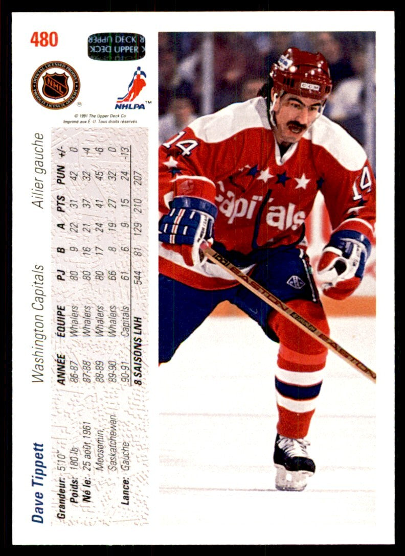 1991-92 Upper Deck French Dave Tippett . Washington Capitals #480