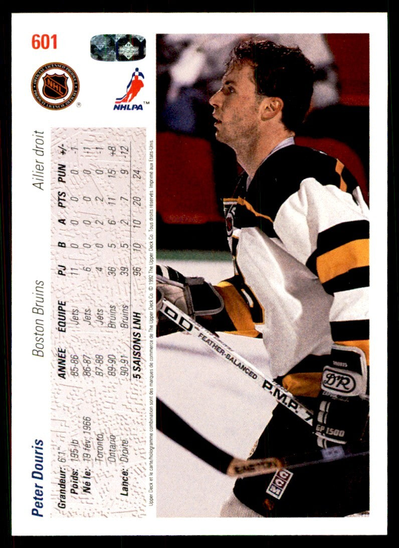 1991-92 Upper Deck French Peter Douris . Boston Bruins #601
