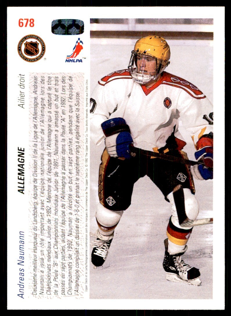 1991-92 Upper Deck French Andreas Naumann Rookie . Germany #678