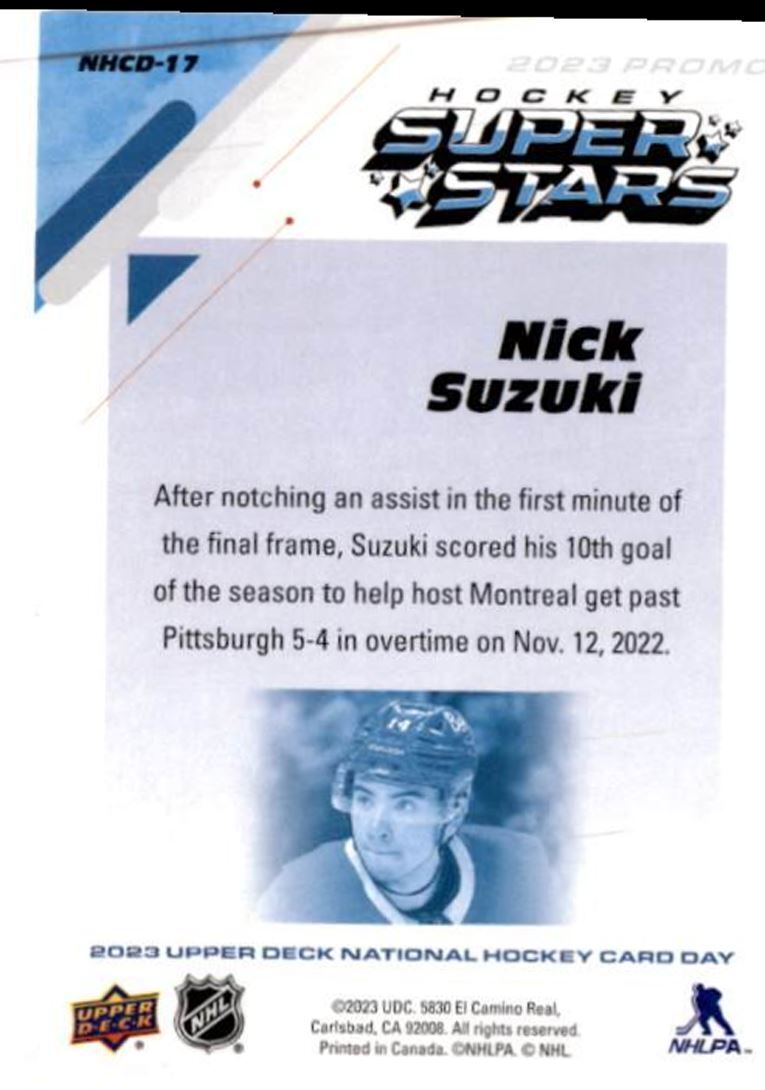2023-24 Upper Deck National Hockey Card Day Nick Suzuki Montreal Canadiens