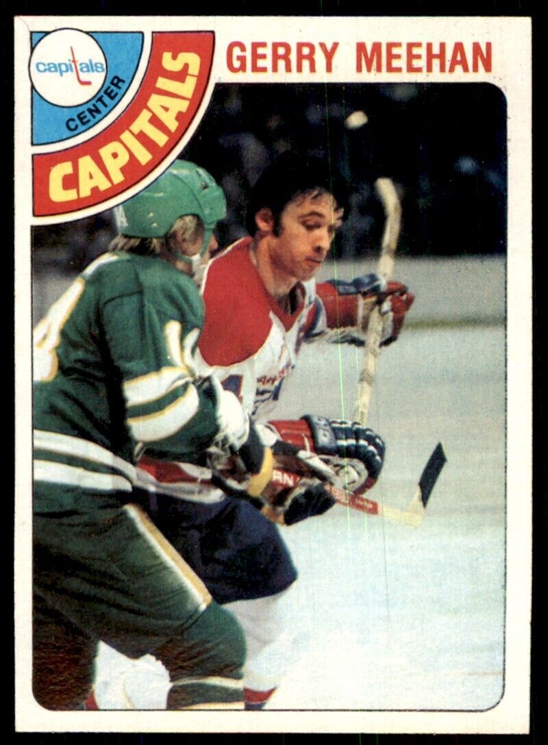 1978-79 Topps Hockey Card Gerry Meehan caps Washington Capitals #128