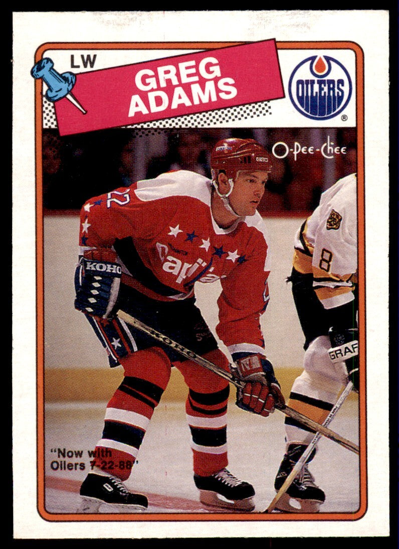 1988-89 O-Pee-Chee Greg Adams . Edmonton Oilers #199