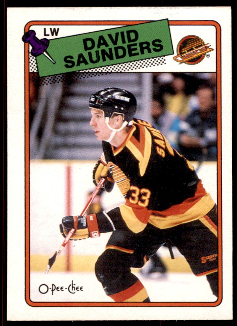 1988-89 O-Pee-Chee David Saunders Rookie . Vancouver Canucks #248