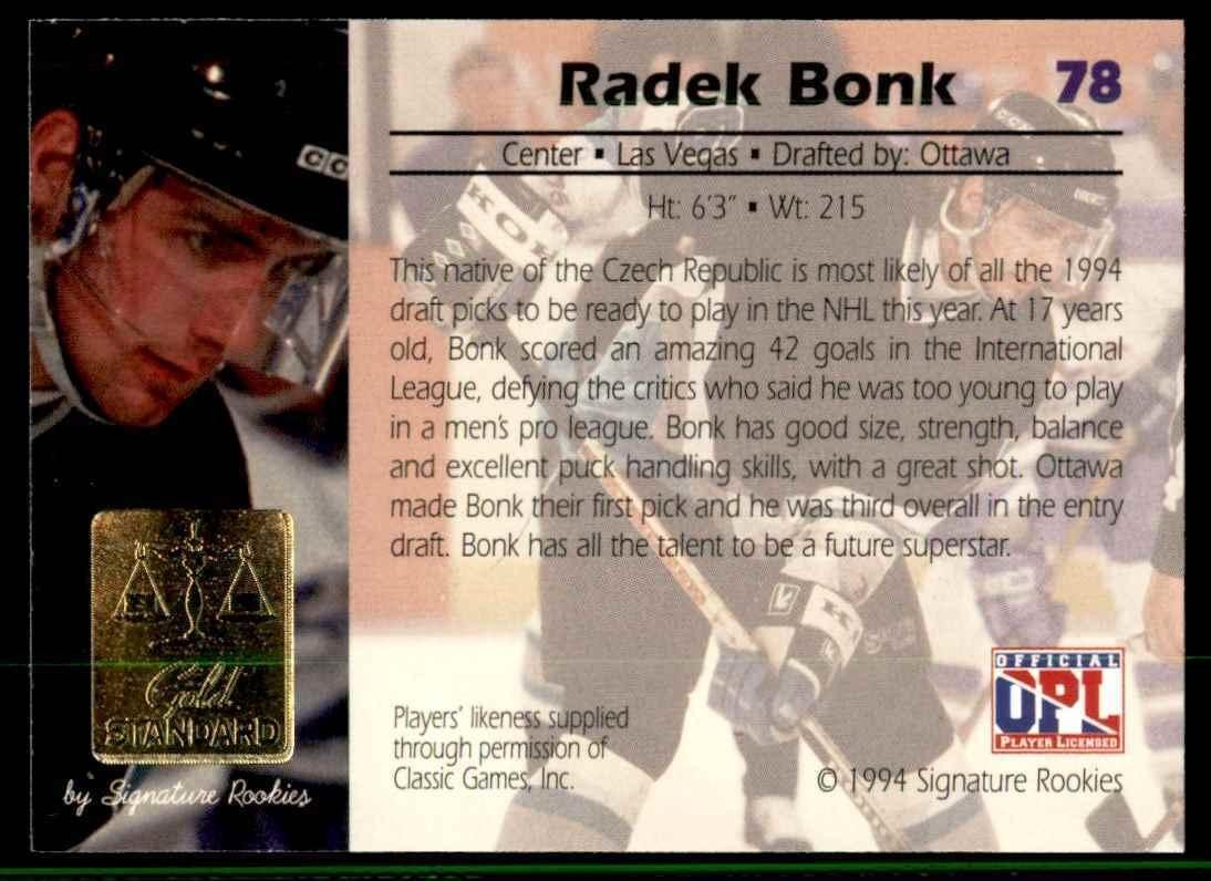 1994-95 Signature Rookies Radek Bonk Hockey Cards #78