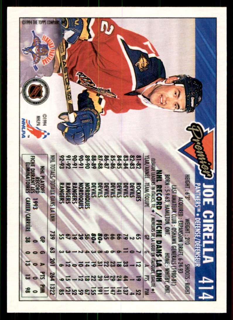 1993-94 Topps Premier Joe Cirella . Florida Panthers #414
