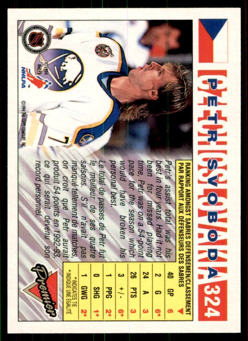 1993-94 Topps Premier Petr Svoboda . Buffalo Sabres #324